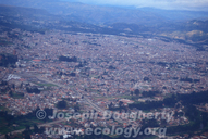 Aerial image over the colonial Andean city of Cuenca.