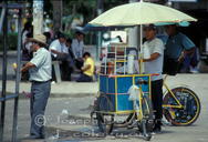 Food vendor's cart on the sidewalk in Tena (Amazonas, Ecuador)