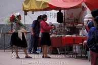 Indigenous flower vendors on the street in Cuenca