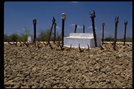 Mahafaly tomb with Zebu cattle horns, Sakaraha, South of Madagascar