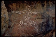 Aboriginal Rock Art of Nabulwinjbulwinj (Dangerous Spirit) in Kakadu National Park, Ubirr Aboriginal Rock Site, Australia