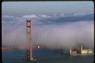 Golden Gate Bridge, Fort Point San Francisco in fog