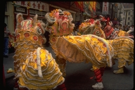 Lion dance ceremony, Chinatown, San Francisco
