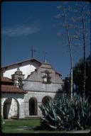 Mission San Antonio de Padua exterior with agave plant