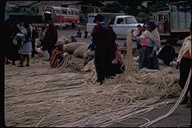 Rope vendors in a market, Saquisili, Ecuador, 1970