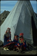 Lapland children wearing traditional clothing