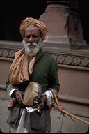 Musician with drum in Katmandu, Nepal, 1980