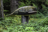 Killer whale grave marker at Kasaan Totem Park, Kasaan, Prince of Wales Island, Alaska