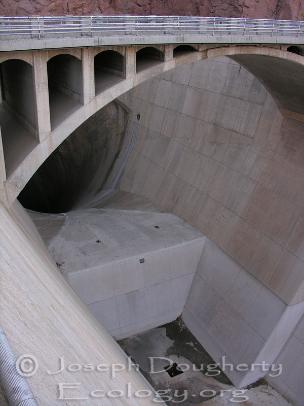 Overflow intake tunnel at the Hoover Dam; Colorado River, Lake Mead on the Nevada-Arizona border.