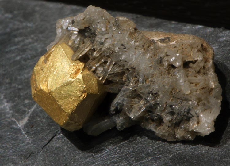 Gold Crystal on Quartz