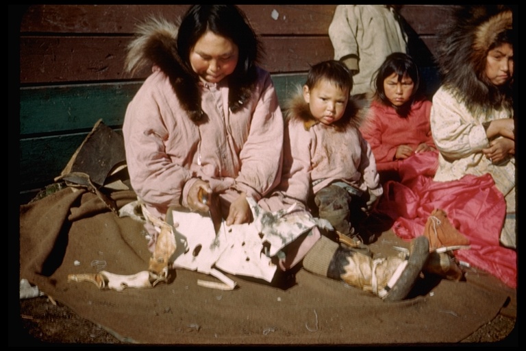 Eskimo people in Point Barrow, King Island, Alaska, USA