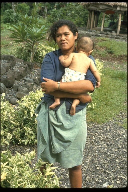 Native Young Woman with Child
