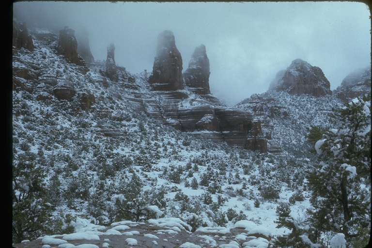 view from Chapel of the Rocks, snow scene