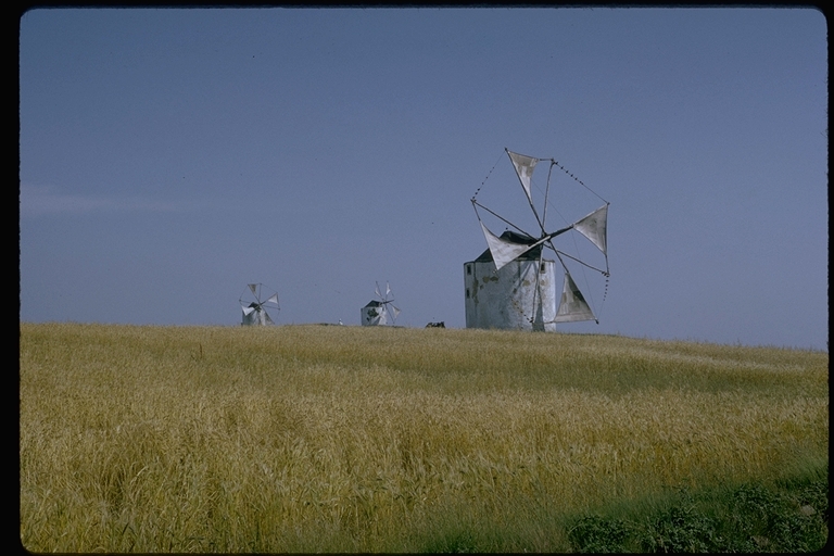 Windmills in fields of Portugal