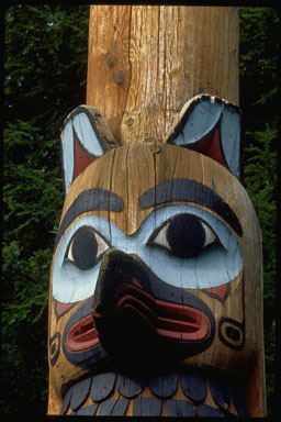 Kadjuk Bird totem pole in Totem Bight State Park, Ketchikan, Alaska