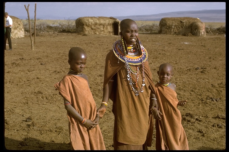 Masai woman and childeren in Kenya, East Africa