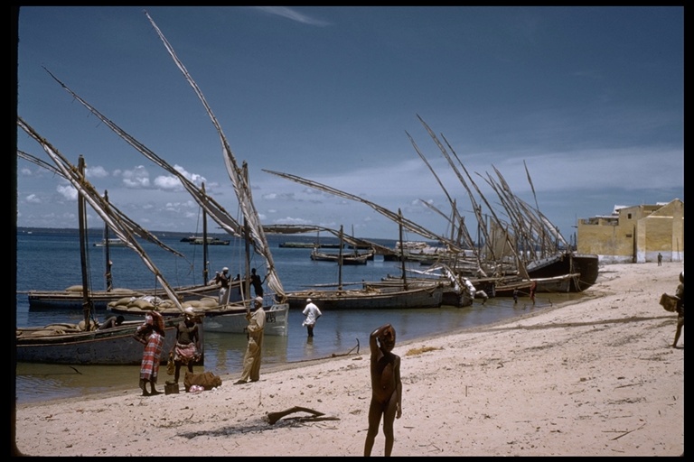 Boats on beach in Mozambique, Africa Boats on beach in Mozambique, Africa