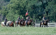 Civil War Reenactment - A Confederate scouting group on patrol.