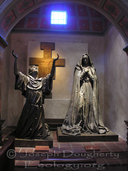 Catholic saints statues inside the cathedral at Mission Santa Barbara