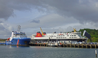 Harbor with Coastguard vessel & car ferry