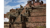 Earthquake-damaged shrine at Durbar Square, Bhaktapur, Nepal