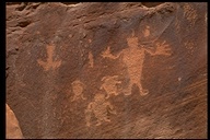Fremont Indian petroglyphs at Dinosaur National Monument, Cub Creek, Utah, USA, 1993