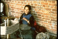 skeining wool, Tibetan refugee