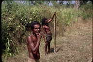 Men with a dead snake in Sri Lanka, 1980