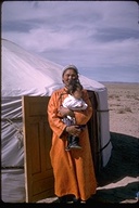 Mongolian woman with baby