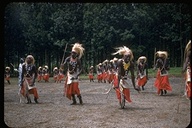 Watusi tribesmaen dancing