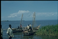 Fishing boats at Kaloka on Lake Victoria in Kenya, Africa