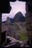 View of Huayna Picchu from the Window of Serpents in Machu Picchu, Peru