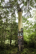 Haida style totem pole in Kasaan Totem Pole Park, Prince of Wales Island, Alaska