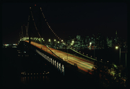 A view of the western span of the San Franciso-Oakland Bay Bridge at night