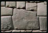 Inca stonework in a wall in the old part of Cusco, Peru