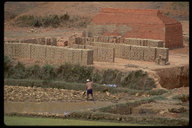 brick kiln with bricks in various stages