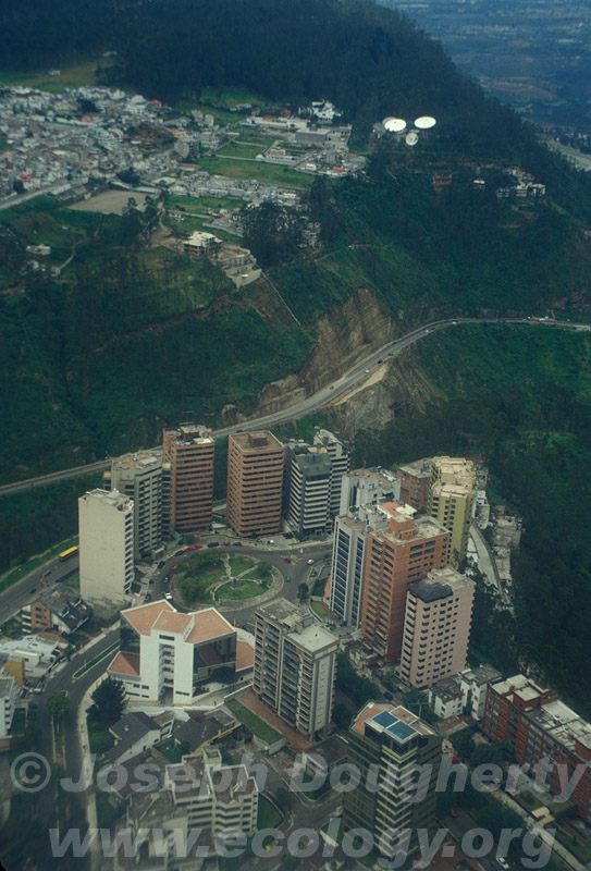 Aerial image over the Andes, flying into Quito (Ecuador).