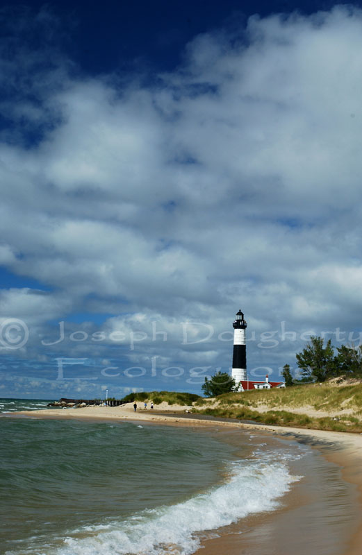 Big Sable Point Lighthouse looking over the water, eastern shore of Lake Michigan.