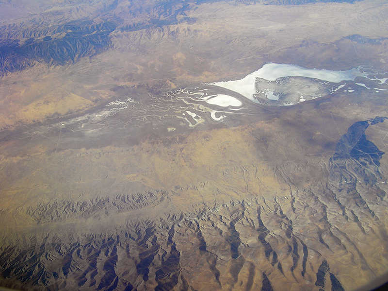 Aerial view of Carrizo Plain. North is to the right.