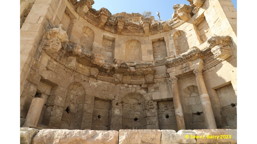 The Nymphaeum (water source) at the Jerash ruins, Jordan The Nymphaeum (water source) at the Jerash ruins, Jordan