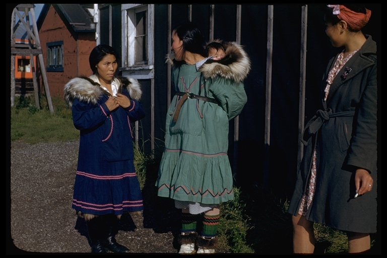 Women wearing traditional clothing in the town of Kotzebue, Alaska Women wearing traditional clothing in the town of Kotzebue, Alaska