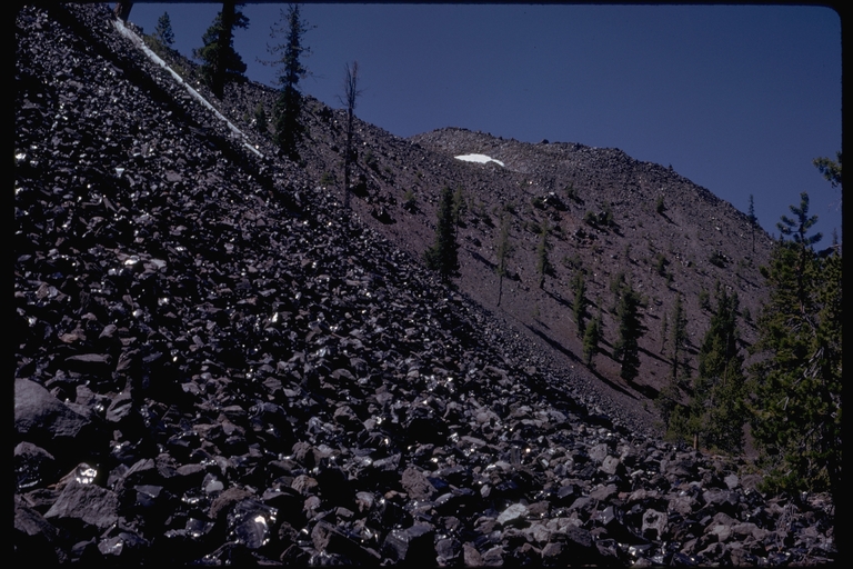 Obsidian flow at Glass Mountain, Siskiyou County, CA