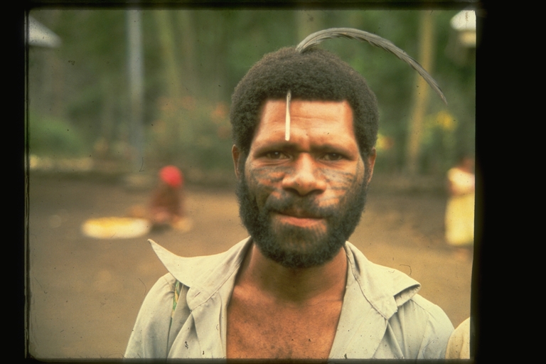 Papua New Guinea man with facial decoration