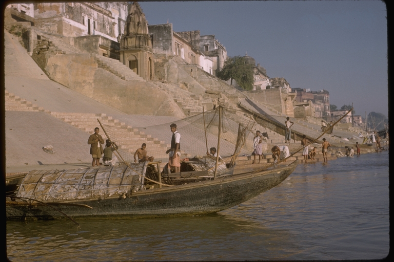 Fishing boat along Ganges River Banaras (Varanasi), India