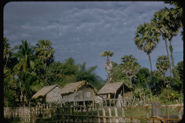 Pradak village, thatched homes, Cambodia