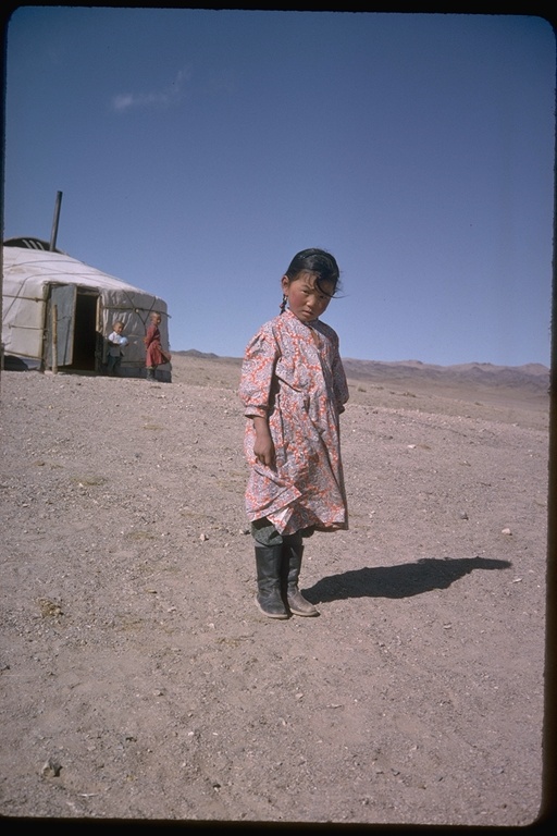Girl standing in Gobi Desert Girl standing in Gobi Desert