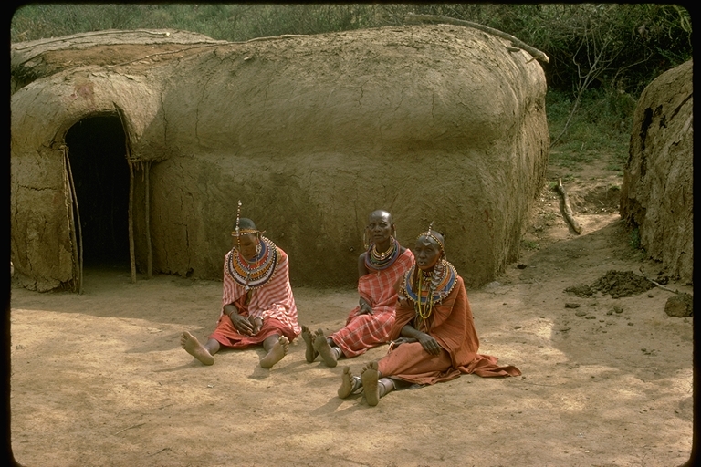Masai women and home in Kenya, Africa Masai women and home in Kenya, Africa