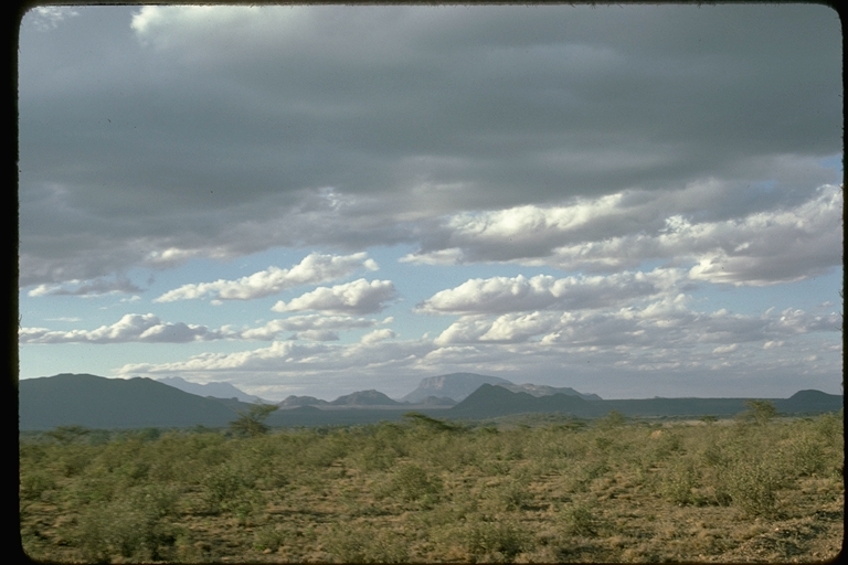 A view across the Samburu National Reserve to Mount Lolokwi or Ol doinyo Sabachi in Kenya, Africa