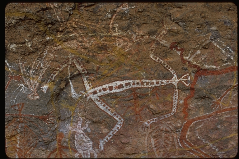Aboriginal Rock Art at Anbangbang Gallery, Nourlangie Rock Site, Kakadu National Park, Australia