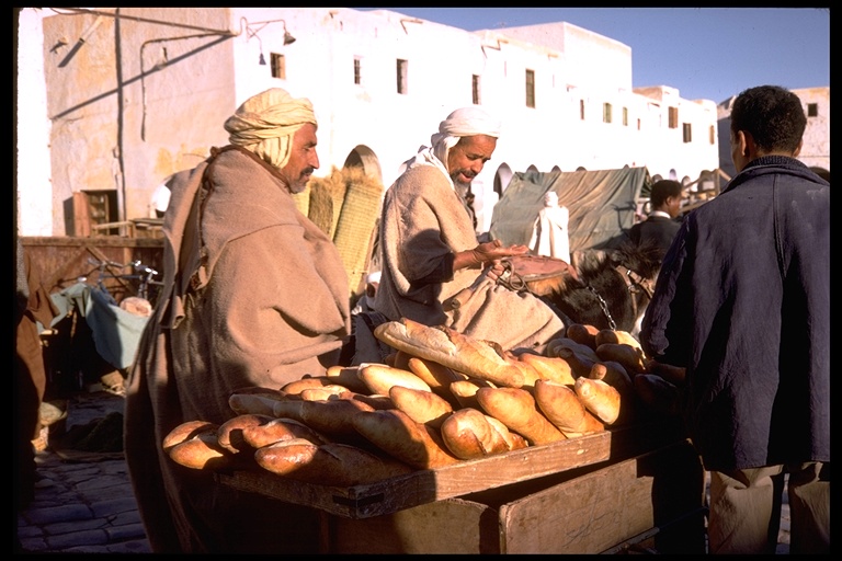 Market bread stall, Ghalddia, Africa